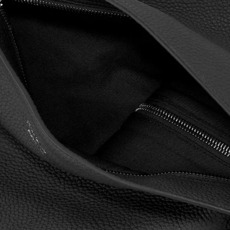FERRAGAMO Calfskin Crossbody Bag Sling Bag Medium Size Men's Black-4