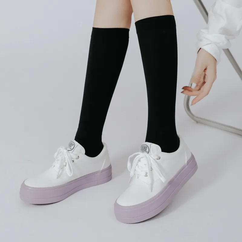 Feiyue Abrasion-Resistant Slip-Resistant Low-Top Canvas Shoes Women's White Purple-6