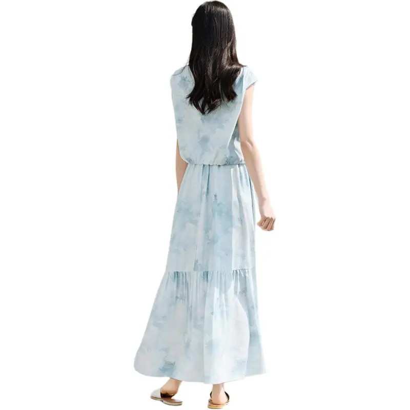 IHIMI Two Piece Skirt Sets Women's Light Shadow Blue-0
