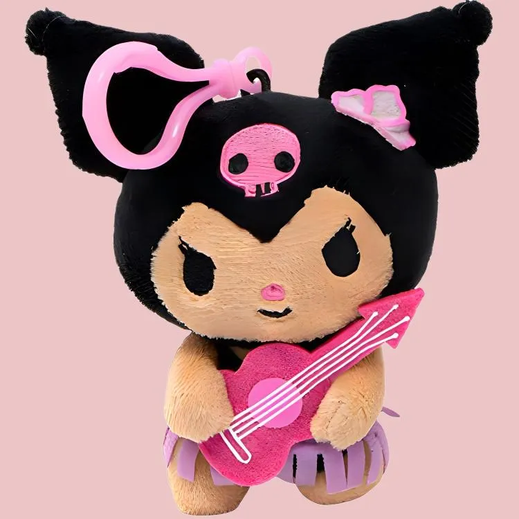 Sanrio Kulomi Hawaii Collection, Black Leather Dolls Plush Pendant 10. 16cm Height-1