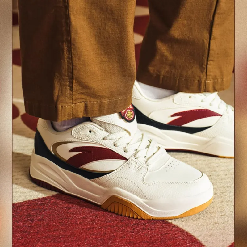 ANTA Wave Skateboard Shoes Men Low Top Ivory White/Black/Litchi Red-3