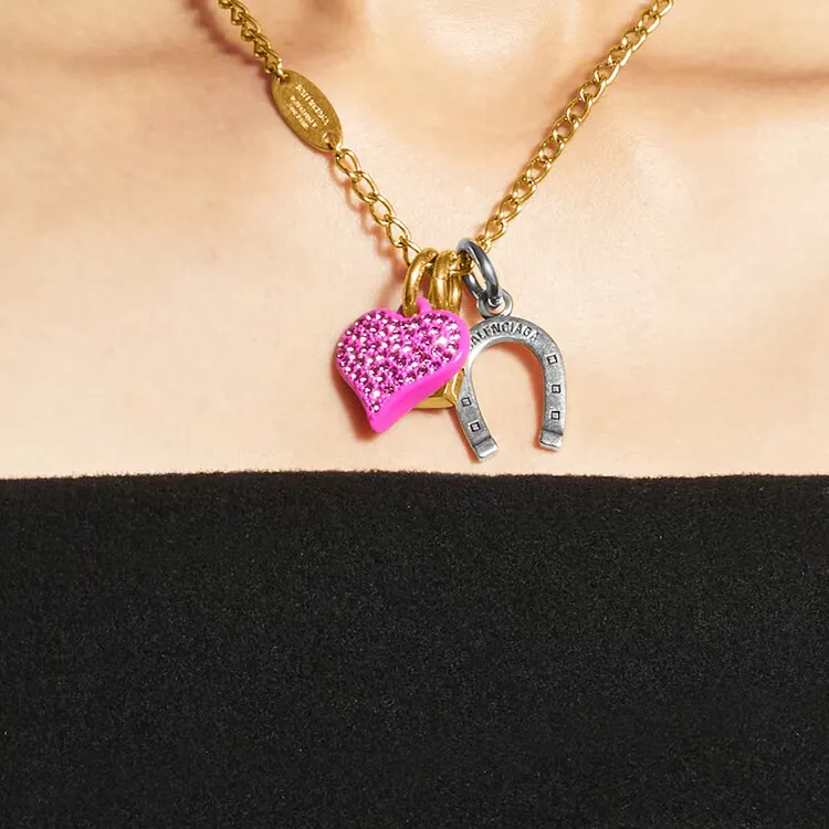 Balenciaga Brass Recycled Brass Zinc Alloy Glass Rhinestone Necklaces Women's Gold-3