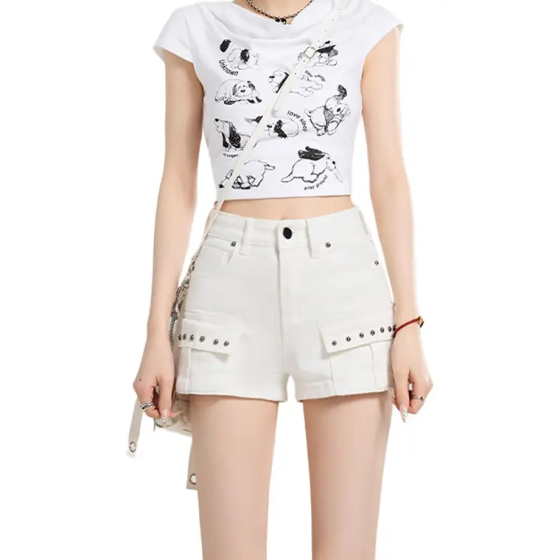 NHZN Denim Shorts Women's Black-1
