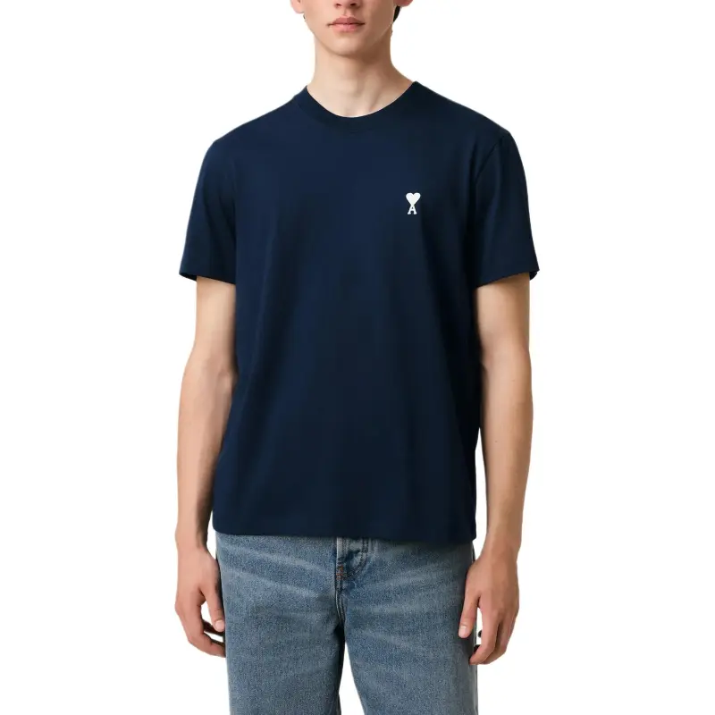 Ami Paris Ami De Coeur Logo Embroidered Crewneck T Shirt-1