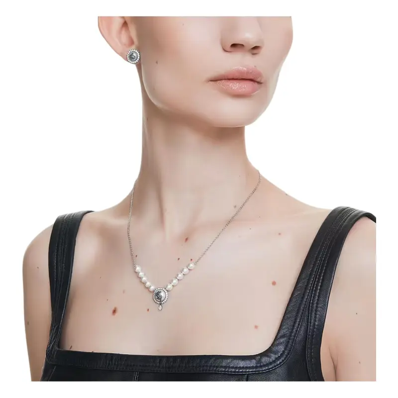 Swarovski Rhodium Plated Necklaces Women's Silver-3