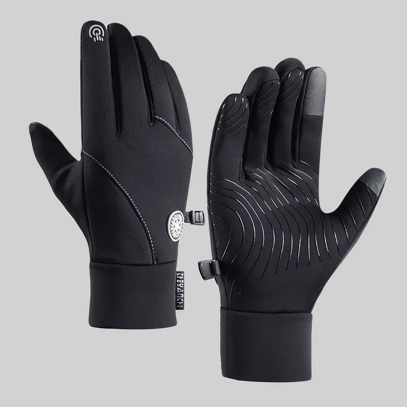 Yamaichi Maru Milk Silk Warm Velvet Gloves Unisex Black Gray-1