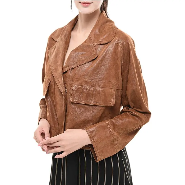 GIORGIO ARMANI Leather Jacket Women's Brown-3