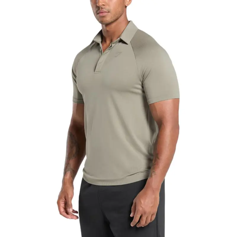GYMSHARK Polo Shirt Men's Linen Brown-2