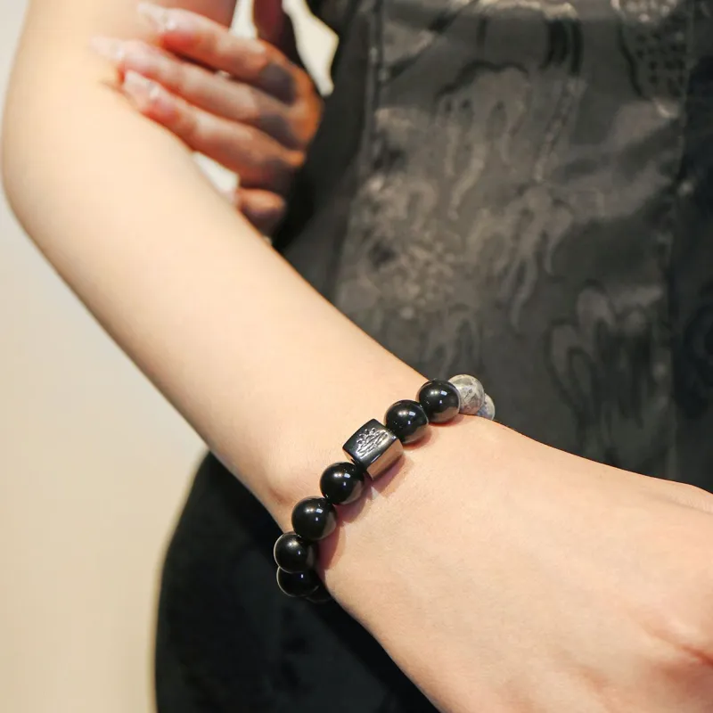 SIMPLE JOYS Obsidian Jade Bracelets Unisex-1