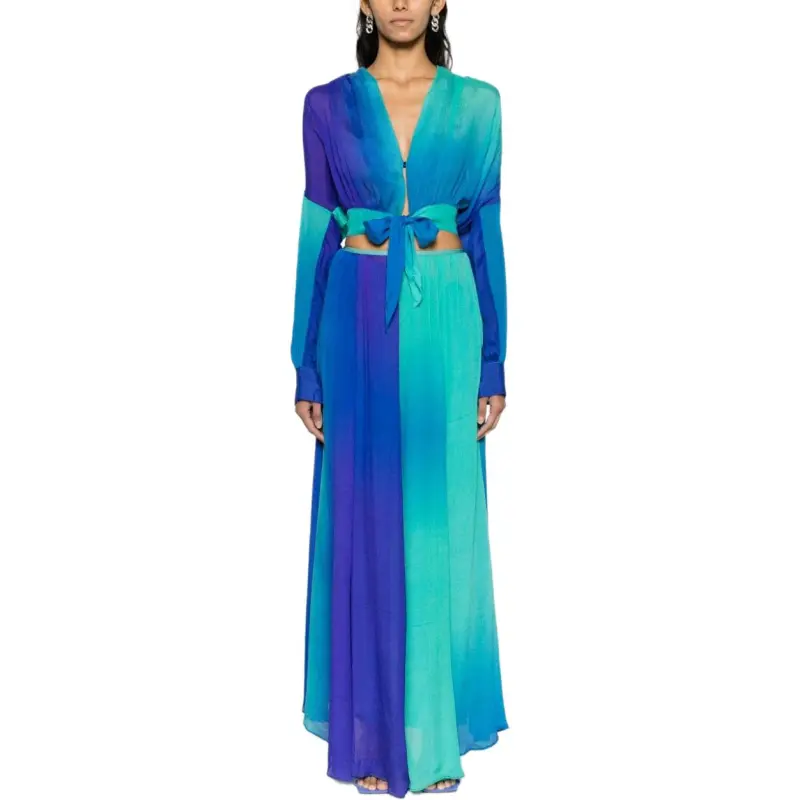 Forte Forte Colour block Pleated Silk Maxi Skirt-2