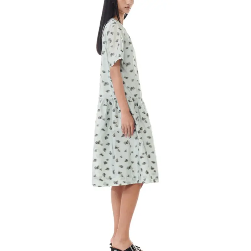 GANNI Floral Printed Open-Back Midi Dress-4