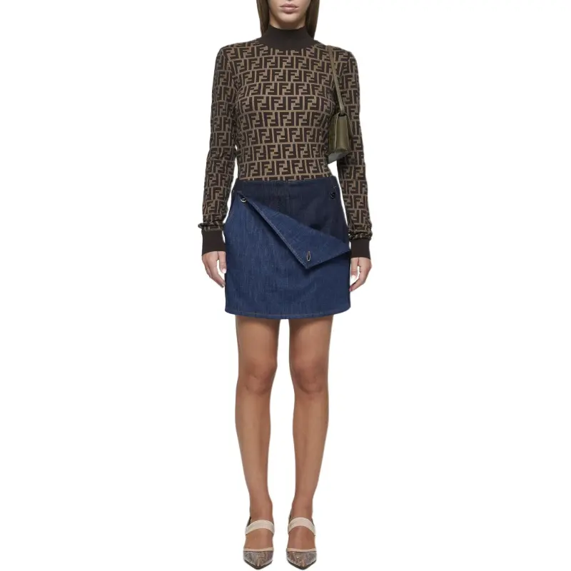 FENDI Denim Panelled Logo Patch Shorts-2