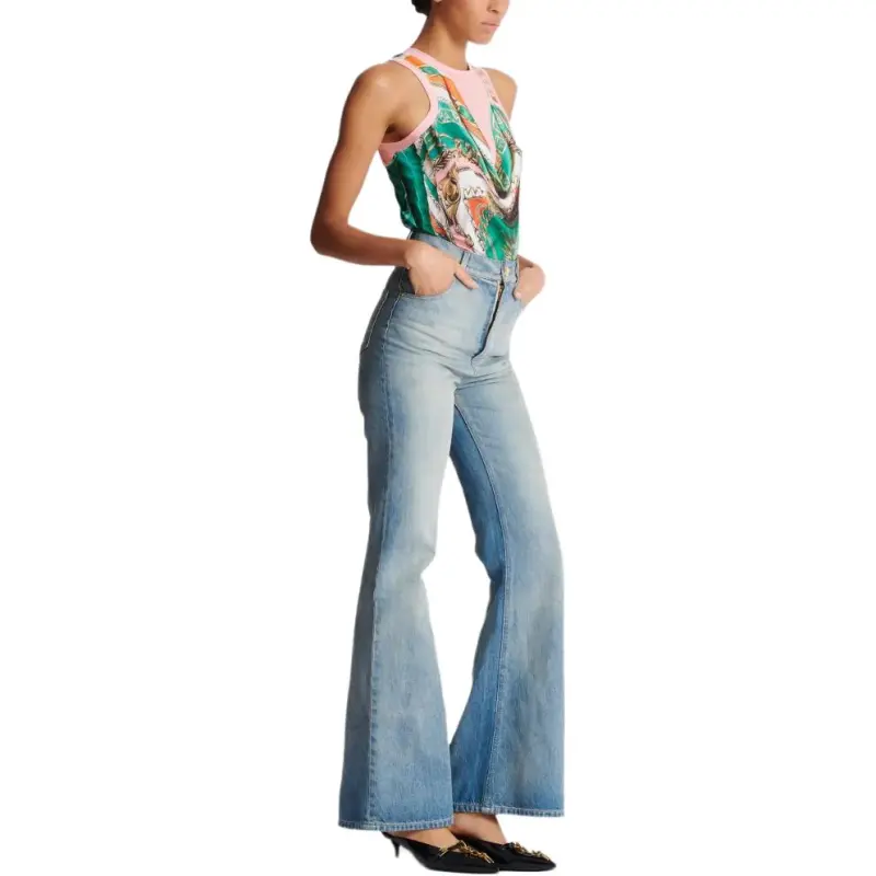 BALMAIN SS25 Jeans Women's Light Blue-4