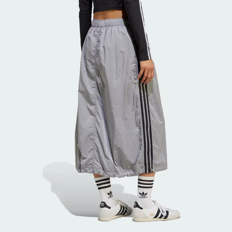Adidas Originals ADICOLORMidi WOVEN NYLON SKIRT Casual Long Skirts Women's Pure Ice Gray-3
