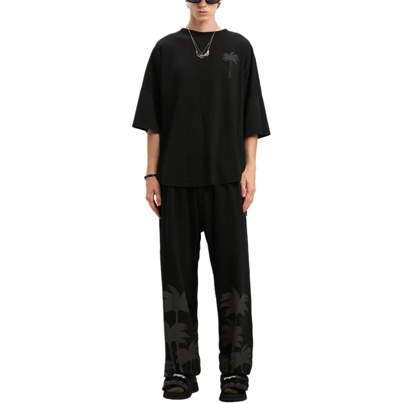 PALM ANGELS Logo Detailed Crew Neck T Shirt-4