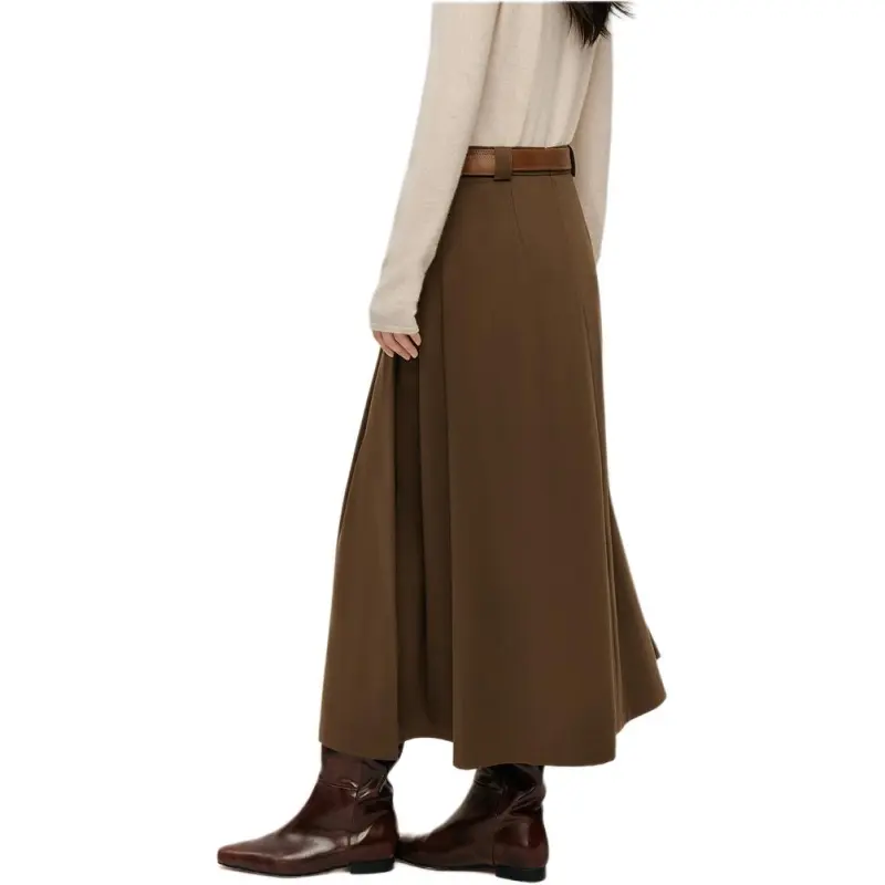 Inman Casual Long Skirts Women's Mercerized Brown-3
