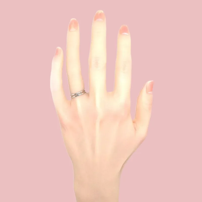 HERMES 18K White Gold Rings Unisex Silver-2
