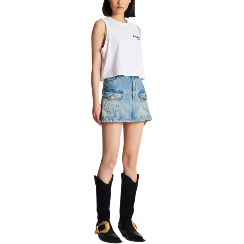 BALMAIN Flocked Logo Tank Top-2