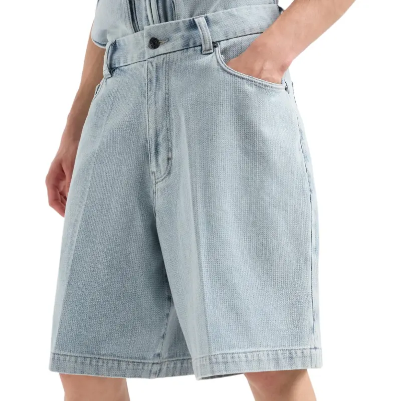 EMPORIO ARMANI Five pocket Denim effect Dobby Fabric Bermuda Shorts-1