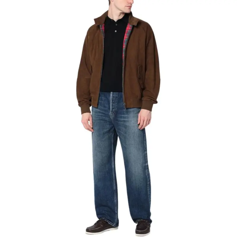 BARACUTA G9 Harrington Panelled Suede Jacket-1