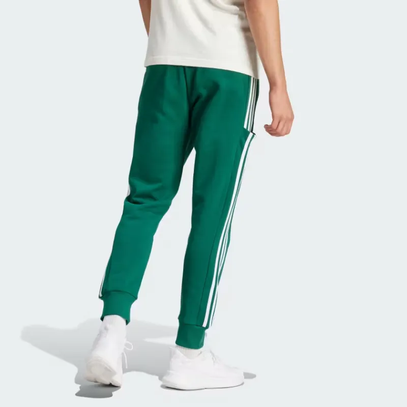 Adidas ESSENTIALS FRENCH TERRY TAPERED CUFF 3-STRIPES JOGGERS Knitted Sports Pants Men's Green-2