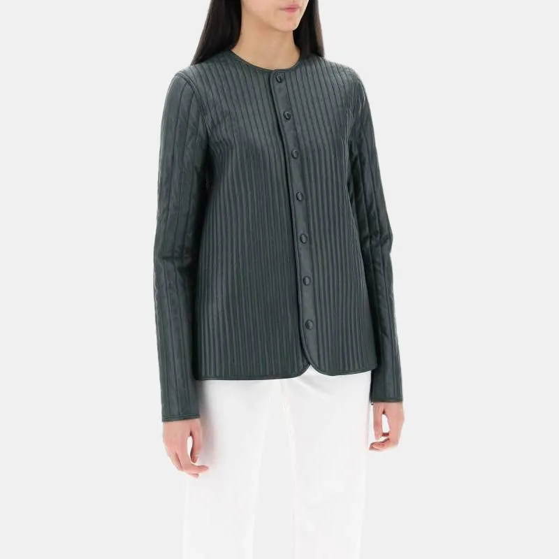 TOTEME Linear Quilted Leather Jacket-3