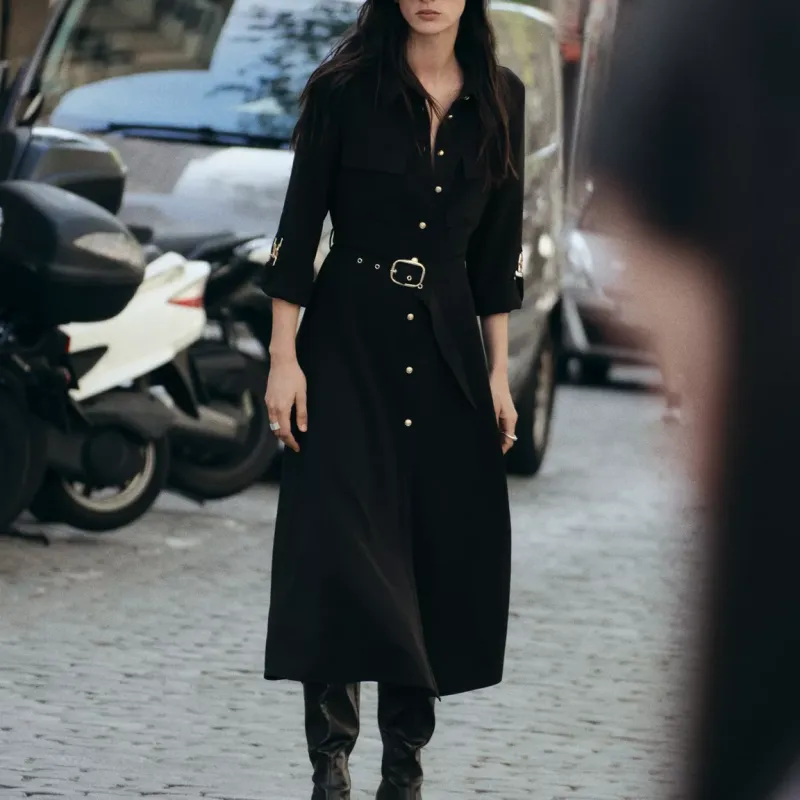 ZARA Long Sleeved Dresses Women's Black-2