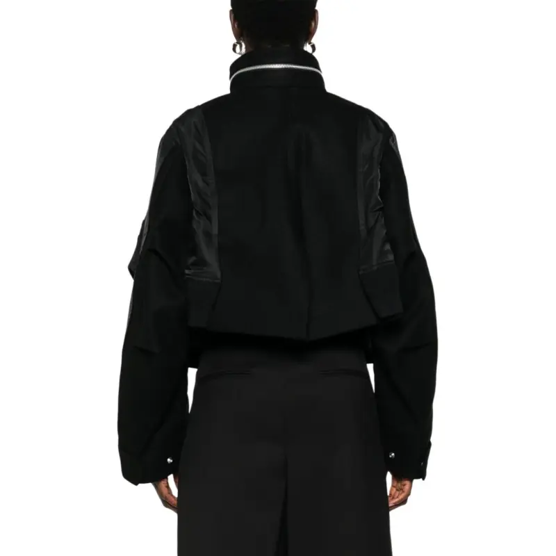 Sacai Wool Melton X Nylon Twill Jacket 'Black'-3
