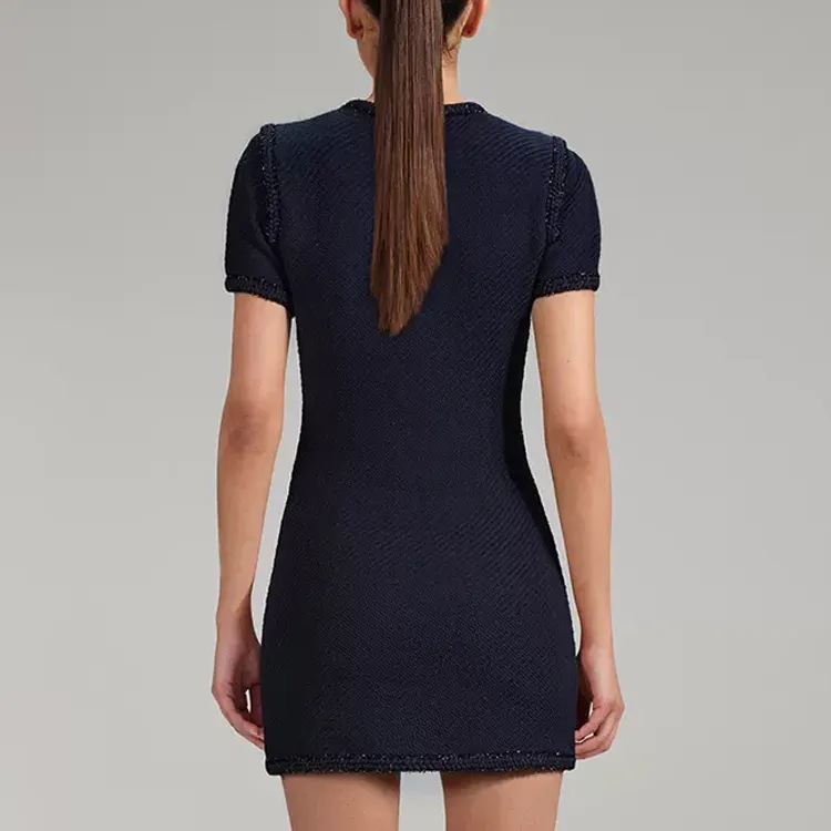 Self portrait SS23 Short Sleeved Dresses Women's Navy Blue-2