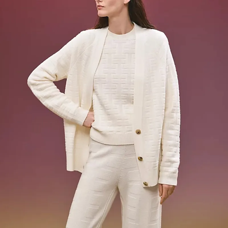 HERMES FW22 Knitwear Women's Gray White-1