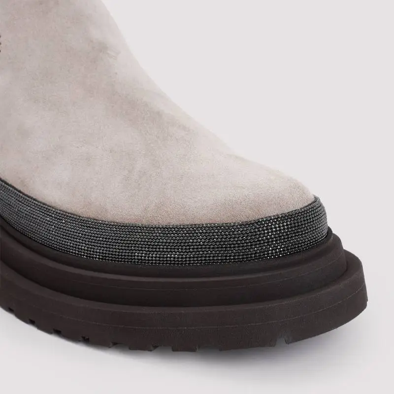 Brunello Cucinelli Suede Chelsea Boots Women's-4