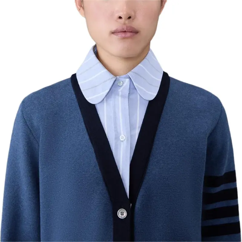 THOM BROWNE Milano Oxford Layered Shirt Cardigan-3