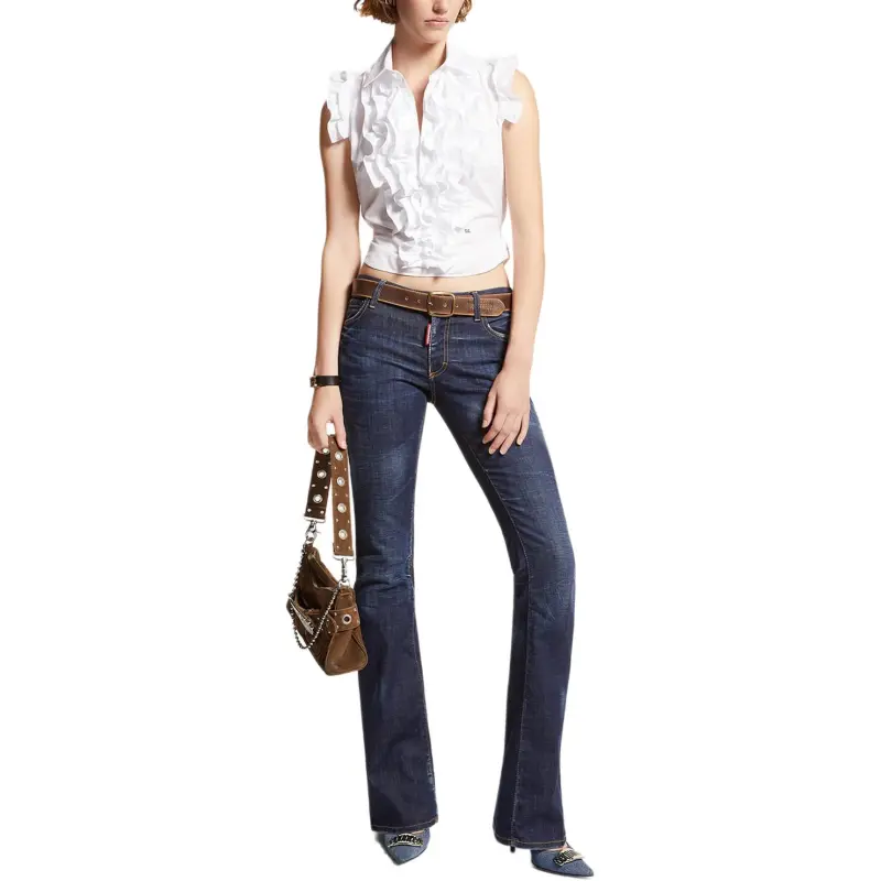 DSQUARED 2 Dark Clean Washed Medium Waist Flare Jeans-2
