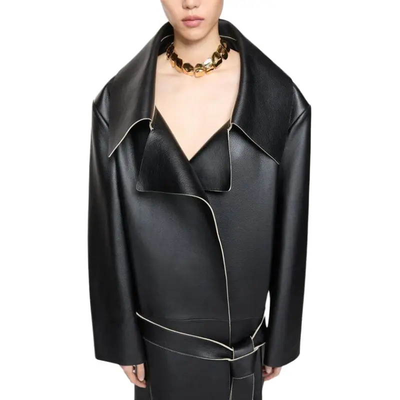 Acne Studios Runway Show Series SS25 Leather Jacket Women's Black-3