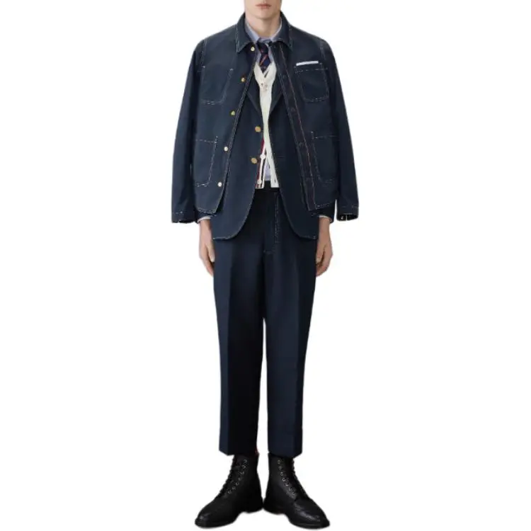 THOM BROWNE Contrast stitching Shirt Jacket-2