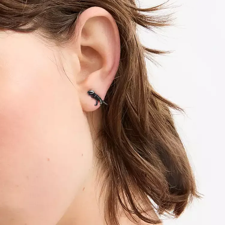 COACH Brass Plated, Glass, Cubic Zircon, Titanium Stud Earrings Women's Black-2