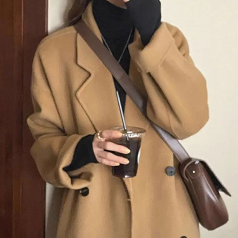 GULIANFEI Double Sided Woolen Coat Women's Oat-6