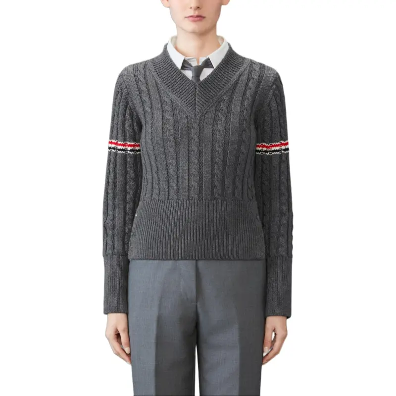 THOM BROWNE RWB stripe Cable knit Jumper-1