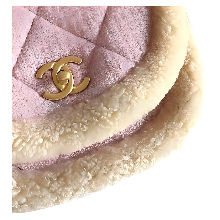CHANEL Wool Tweed With Lambskin Shoulder Bag, Crossbody Bag Mini Women's Pink & Beige-2