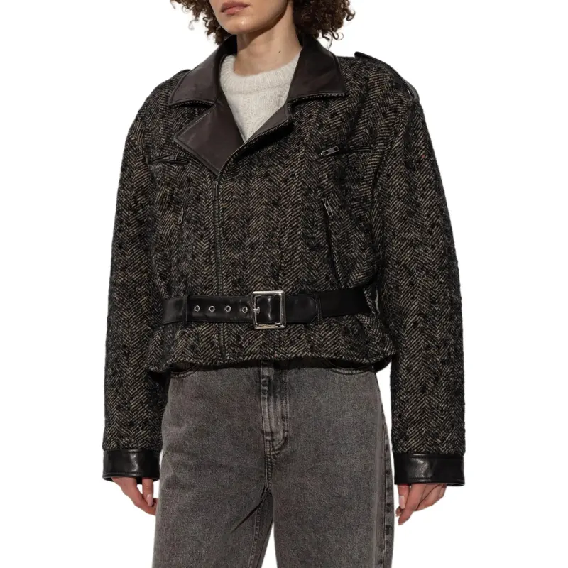 R13 Herringbone Belted Jacket-2