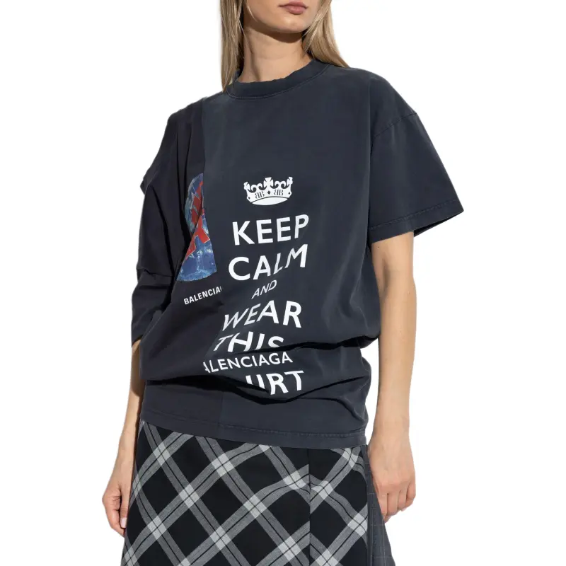 Balenciaga Slogan Printed Paneled Top-4