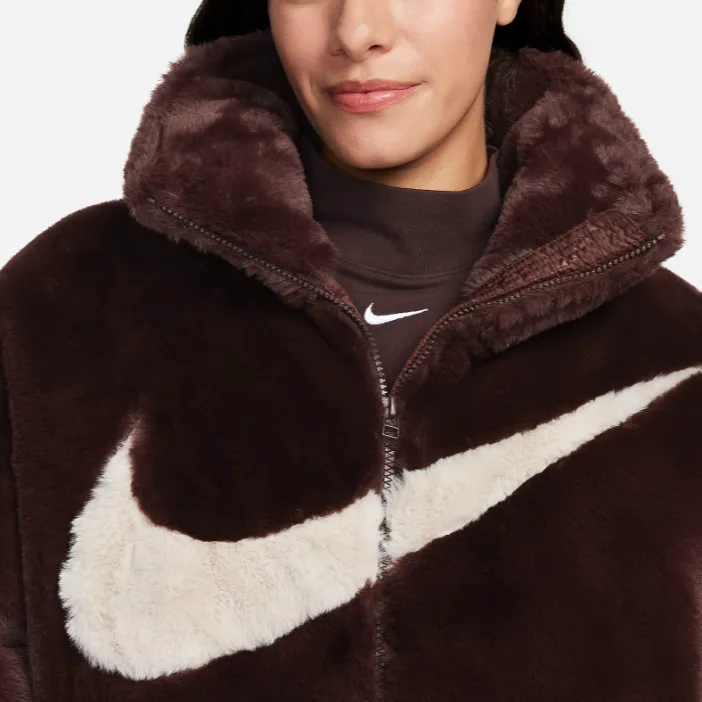 Nike Sportswear Essentials Oversized Faux Fur Puffer Jacket Light Orewood Brown-4