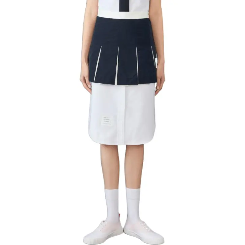 THOM BROWNE Pleated Ripstop Miniskirt-1
