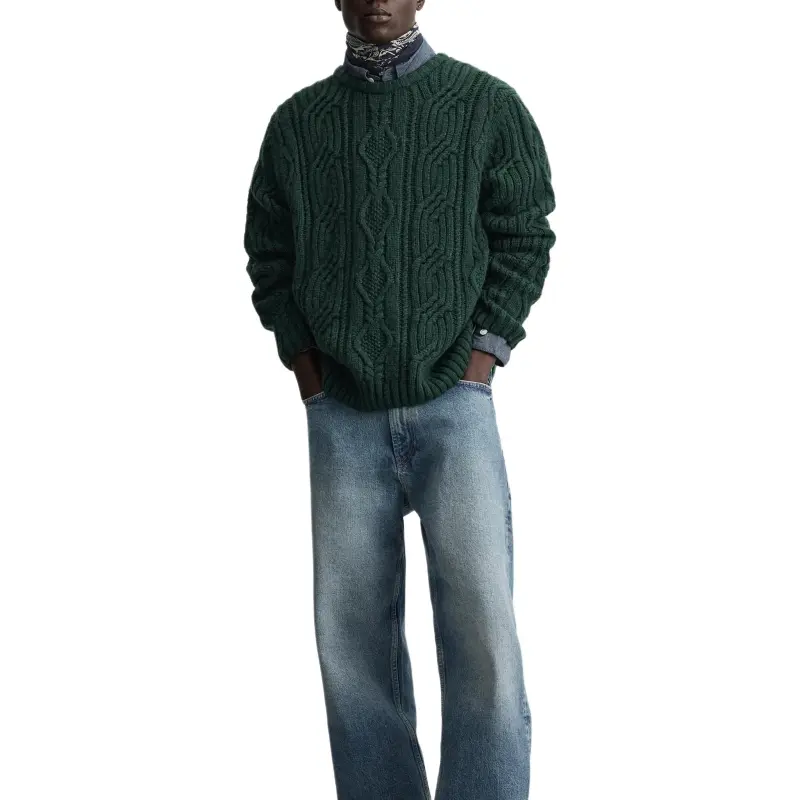 ZARA Sweaters Men Green-2