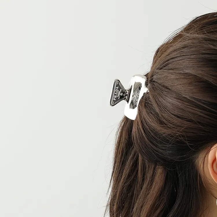 PRADA Metal Hair Clips Women's Silver-3