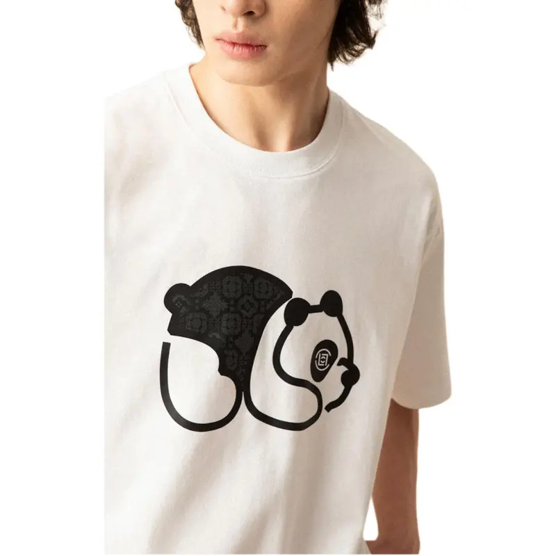 CLOT Drop3 Panda Printed Pattern Crew Neck Short Sleeved Unisex T Shirt-2
