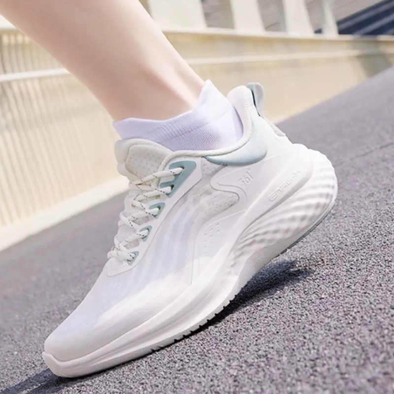 361° Cushioning Breathable Low Top Running Shoes Women's White Green-2
