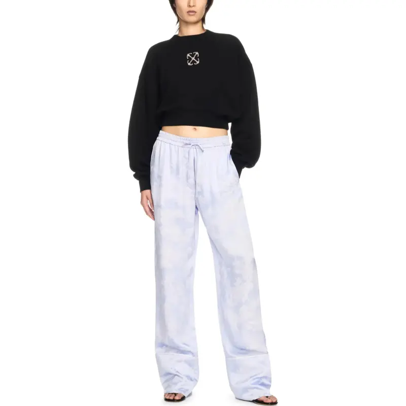 OFF WHITE Logo Embellished Cropped Sweatshirt-1