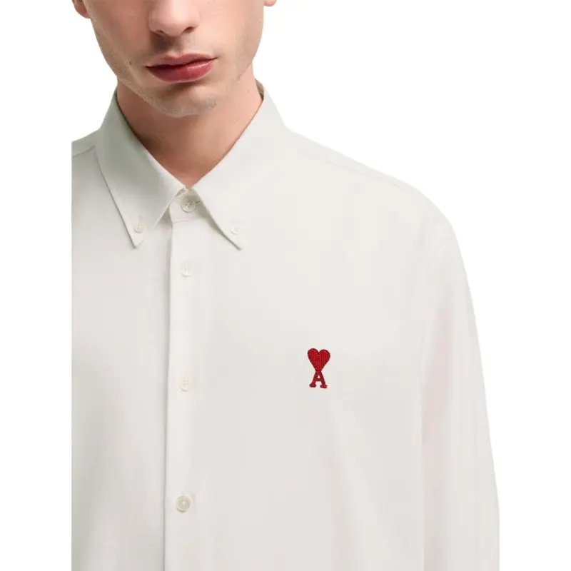 Ami Paris Ami De Coeur Logo Embroidered Shirt-9