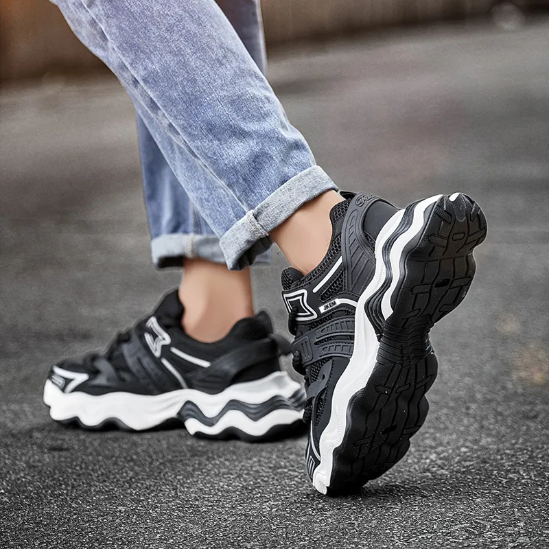 JKEM Cushioned Slip Resistant Abrasion Resistant Low Top Chunky Sneakers Men-2